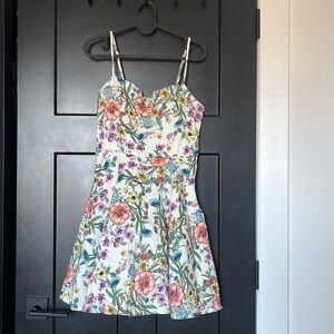 Trixxi clothing company white floral skater dress with bow on back